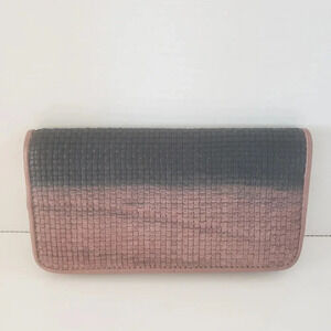 Marc Cain Black/Pink Woven All Around Zippered  Wallet.